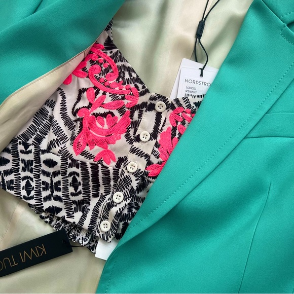 NWR LF Kiwi Tucker printed neon embroidered button down crop top - Picture 15 of 16